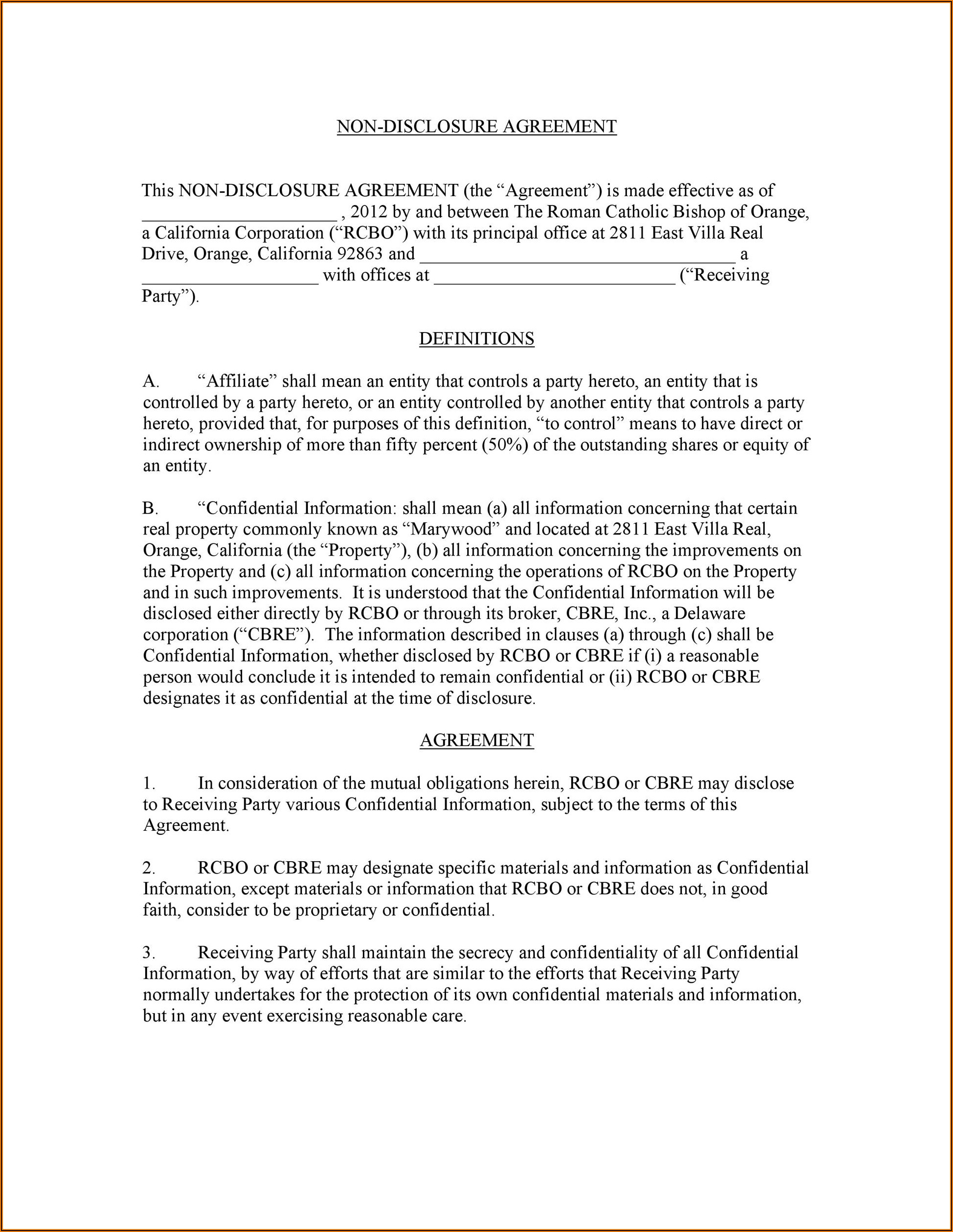 Australian Confidentiality Agreement Template Free