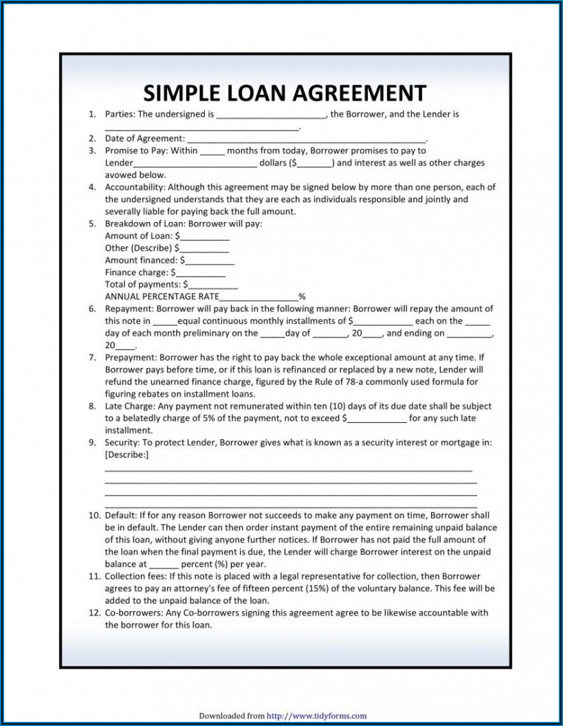 Auto Loan Document Template