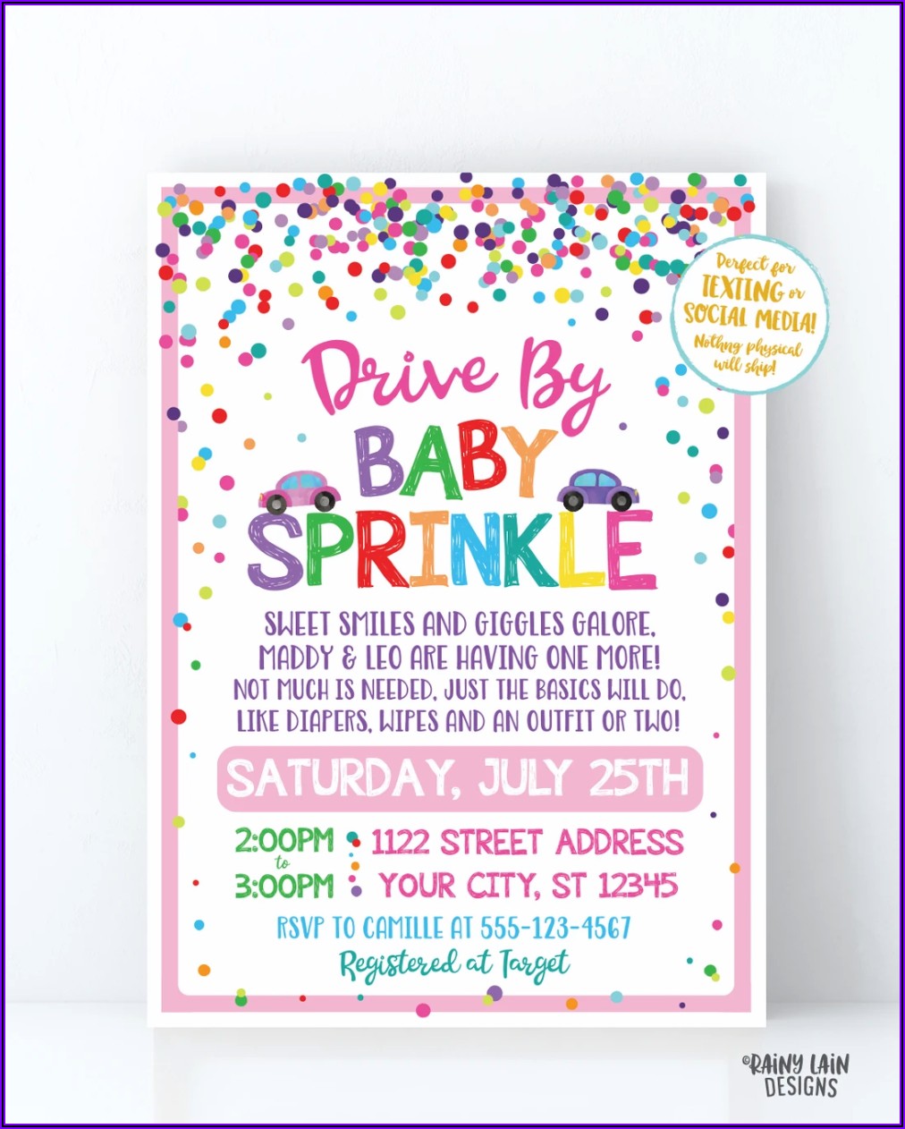 Baby Girl Sprinkle By Mail Invitations