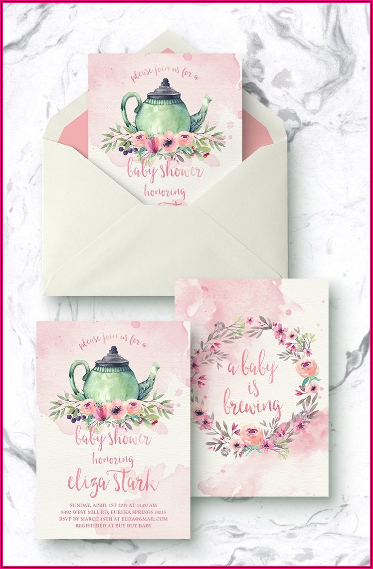 Baby Is Brewing Tea Party Invitations