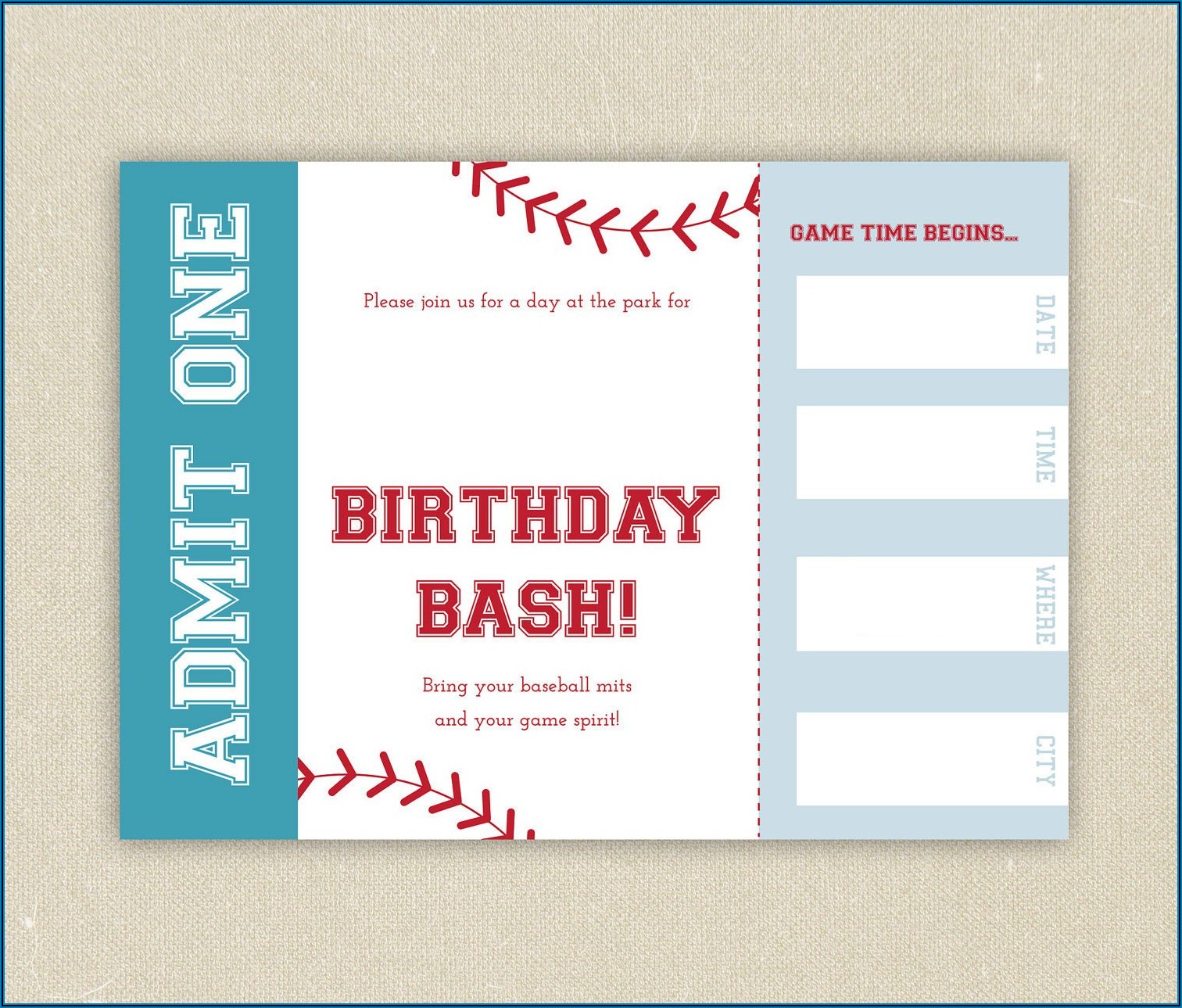 Baseball Ticket Invitation Template Free Download