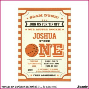 Basketball First Birthday Invitations