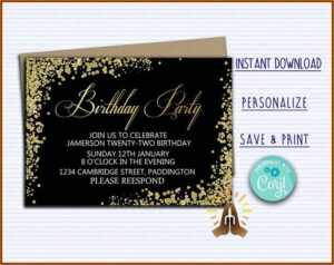Black And Gold Birthday Invitations Free