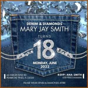 Blank Denim And Diamonds Invitation Templates Free
