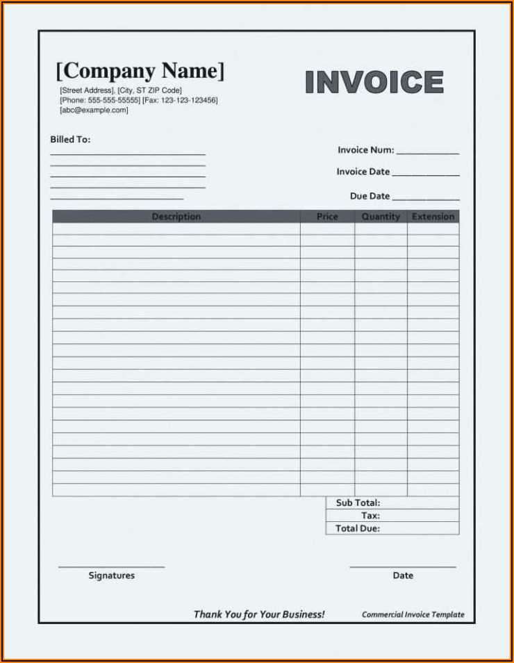 Blank Invoice Template Free Download