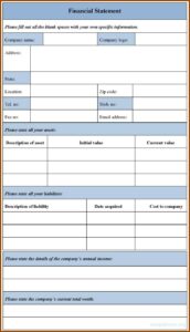 Blank Personal Financial Statement Form
