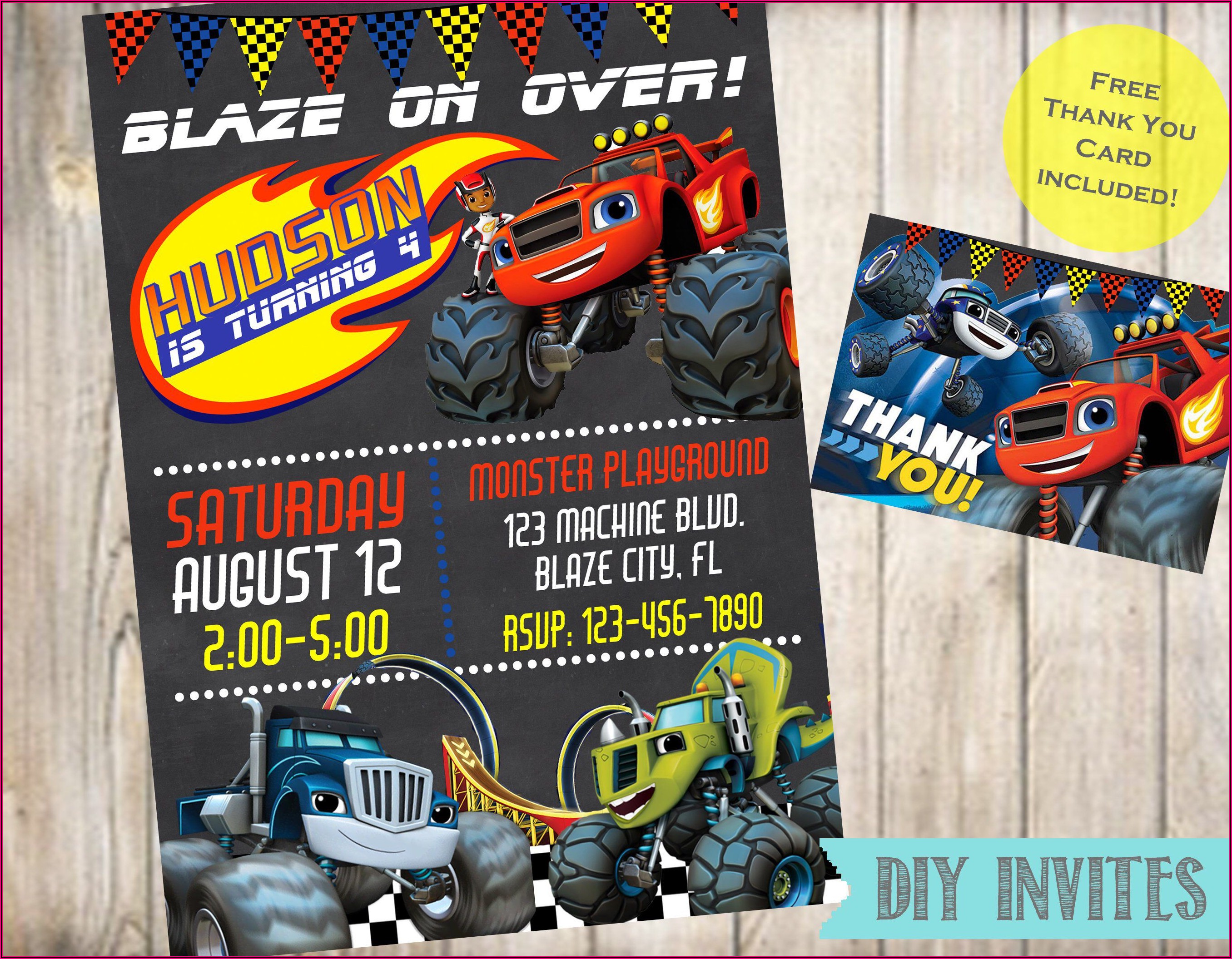 Blaze And The Monster Machines Party Invitations