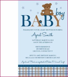 Blue Teddy Bear Invitation Templates