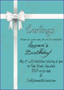 Breakfast At Tiffany's Birthday Invitations