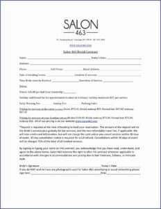 Bridal Hair Contract Template