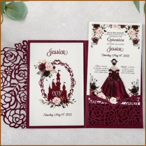 Burgundy Laser Cut Invitation Pockets