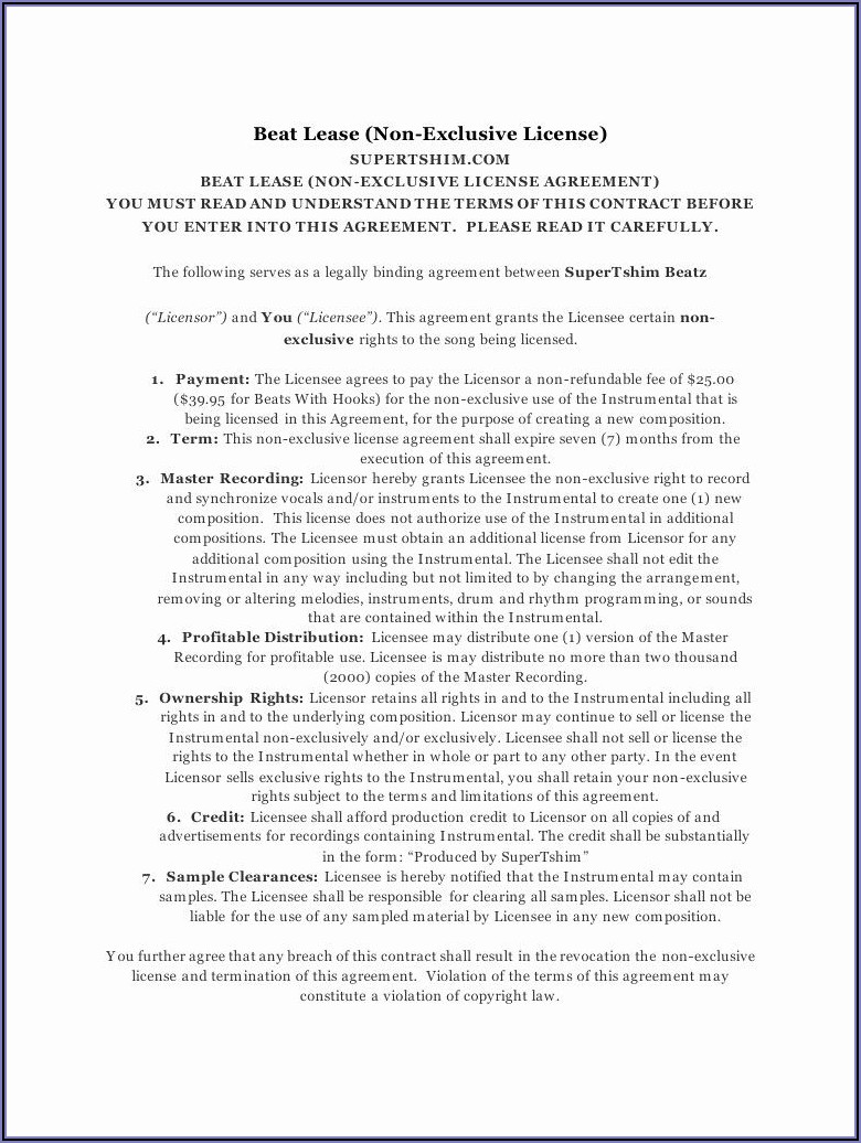 Business Lease Agreement Template Pdf