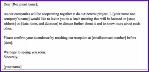 Business Lunch Meeting Invitation Wording