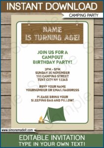 Camping Themed Invitation Template