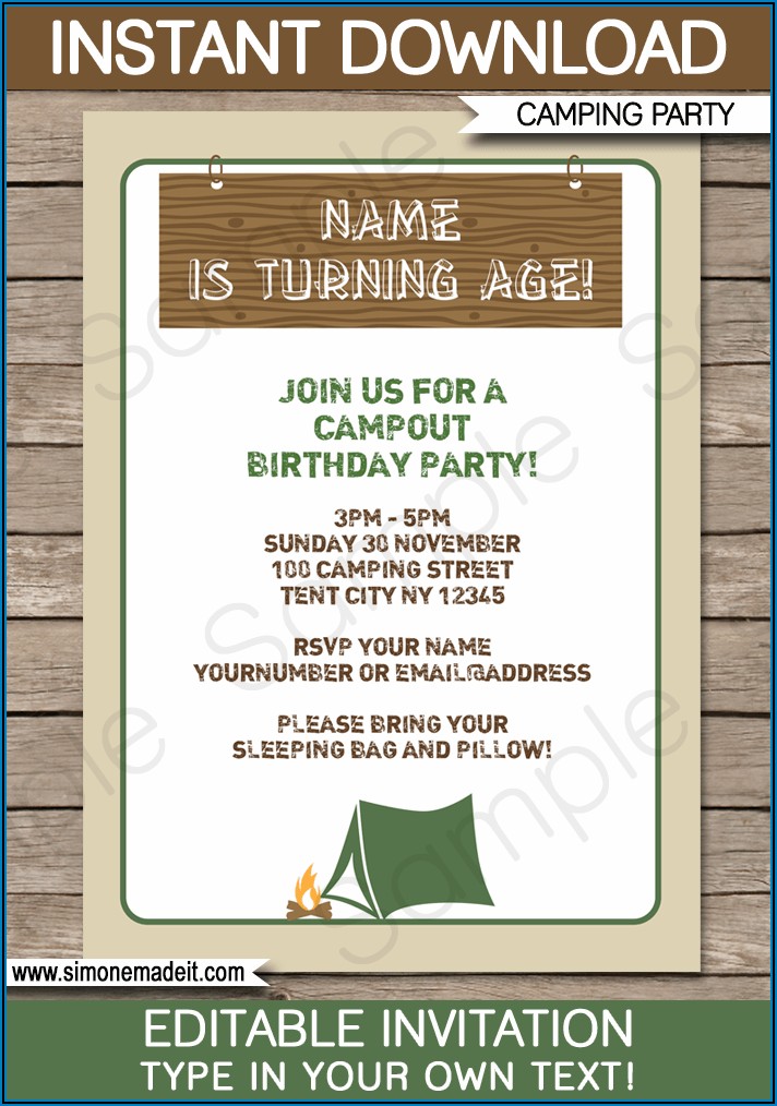 Camping Themed Invitation Template