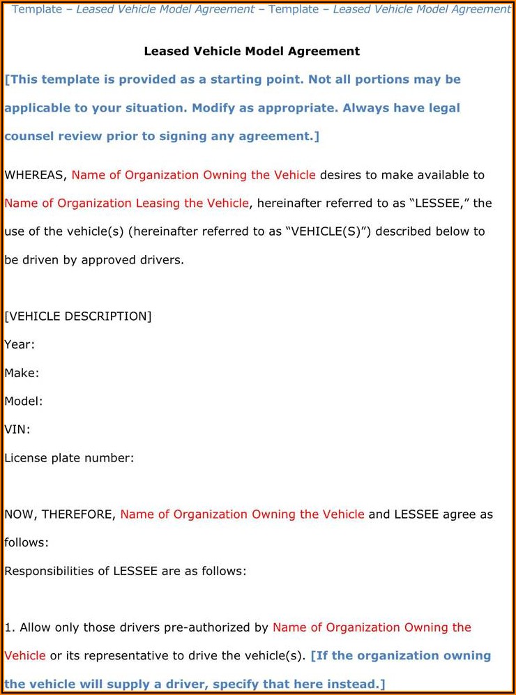Car Renting Contract Sample