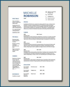 Chef Resume Format Free Download