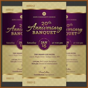 Church Anniversary Banquet Ticket Template Free