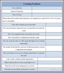 Coaching Feedback Form Template