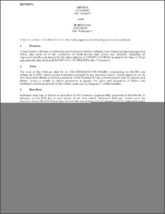 Commercial Sublease Agreement Texas