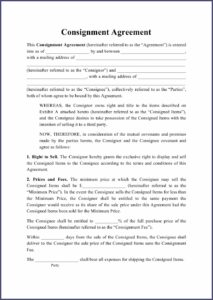 Consignor Agreement Template