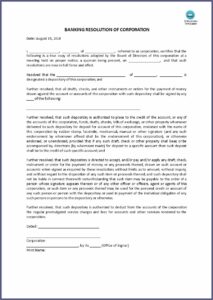 Corporate Banking Resolution Sample