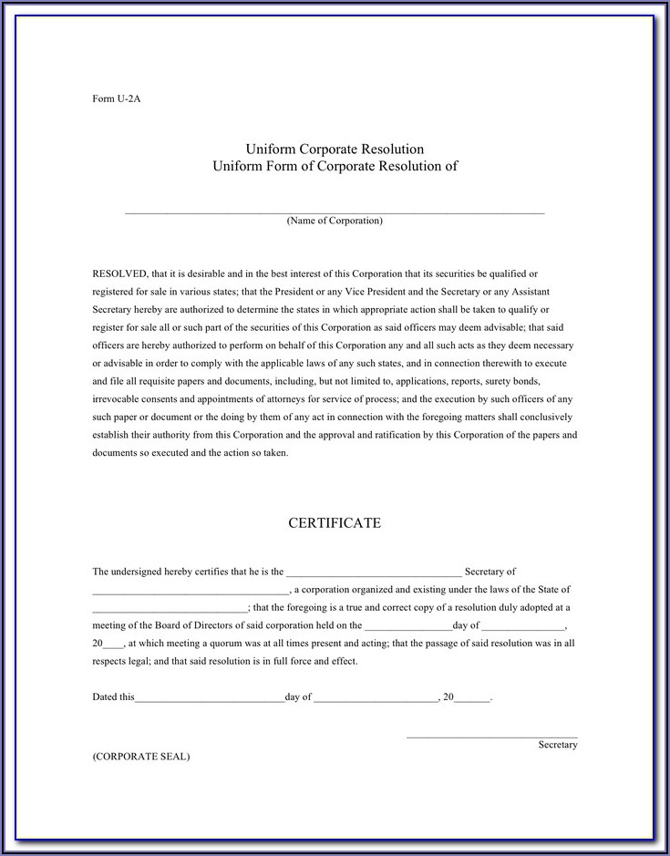 Corporate Banking Resolution Template