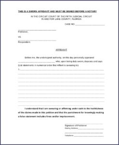 Court Affidavit Template Free