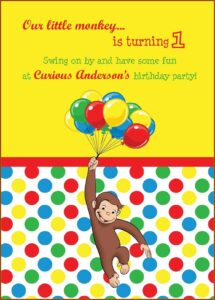 Curious George Birthday Invitations