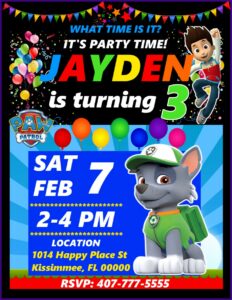 Custom Paw Patrol Birthday Invitations