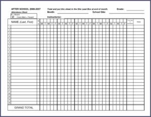 Daily Attendance Sheet Template Excel