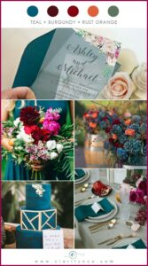Dark Teal And Burnt Orange Wedding Invitations