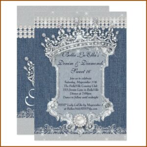 Denim And Diamonds Theme Invitations