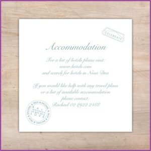 Destination Wedding Invitation Accommodation Wording