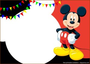 Editable Mickey Mouse 1st Birthday Invitations Template Free
