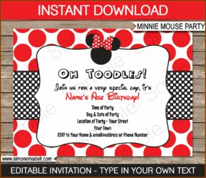 Editable Mickey Mouse Birthday Invitation Template