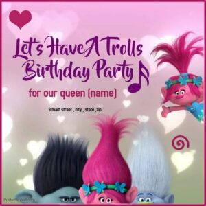 Editable Trolls Invitation Template