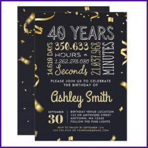 Elegant 40th Birthday Invitations