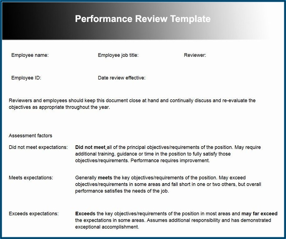 Employee Appraisal Template Word
