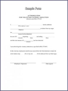Employee Deduction Form Template