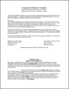 Employee Handbook Sample For Small Business