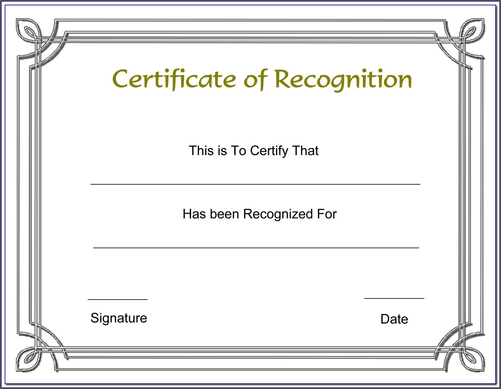 Employee Years Of Service Recognition Certificate Template