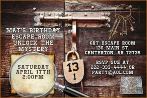 Escape Room Birthday Party Invitations