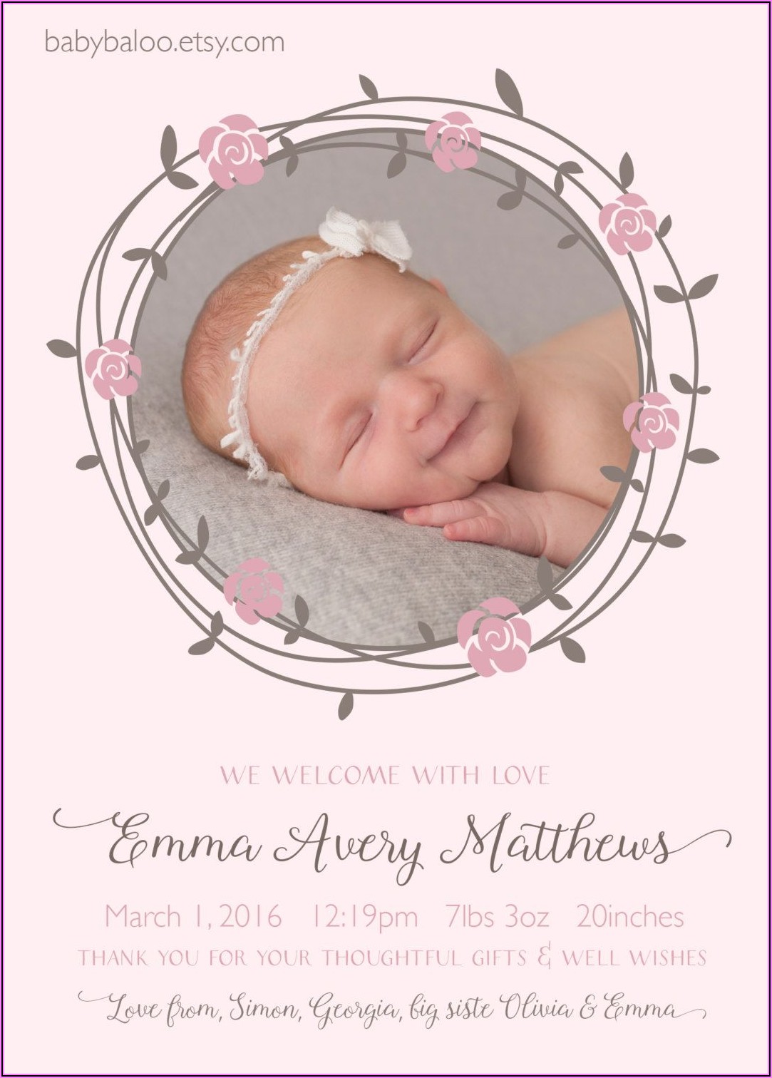 Etsy Baby Birth Announcements