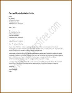 Farewell Dinner Invitation Email To Colleagues