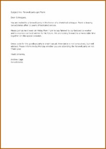 Farewell Lunch Invitation Email To Team