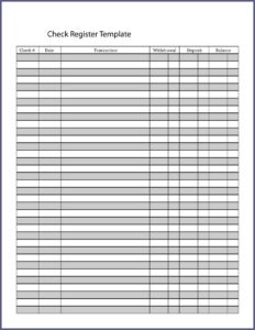 Free Checkbook Ledger Template