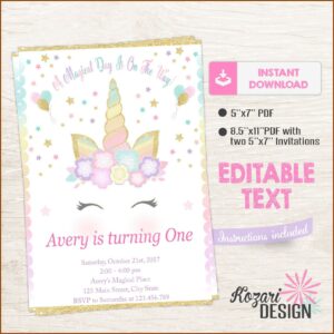 Free Editable Unicorn Invitation With Picture