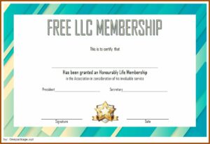 Free Honorary Membership Certificate Template