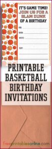 Free Printable Basketball Birthday Party Invitations